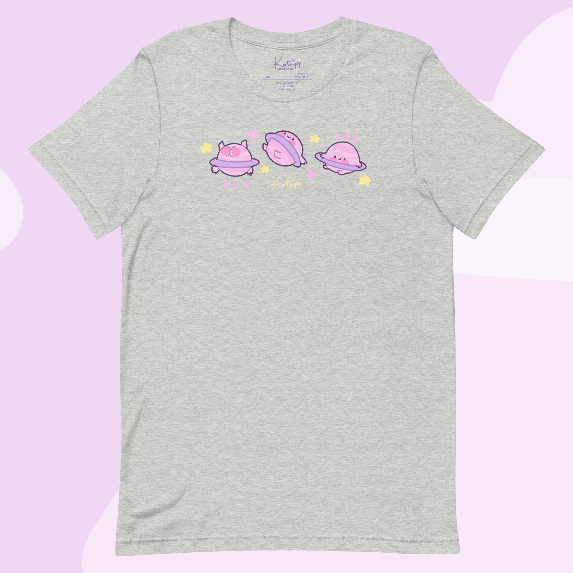 Saturn Cosmic Poses Lightweight T-Shirt | Cute Space Top Katnipp character product