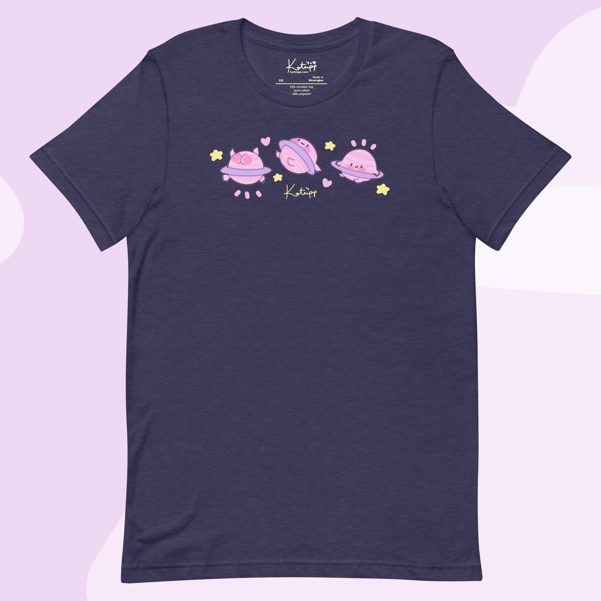Saturn Cosmic Poses Lightweight T-Shirt | Cute Space Top Katnipp character product