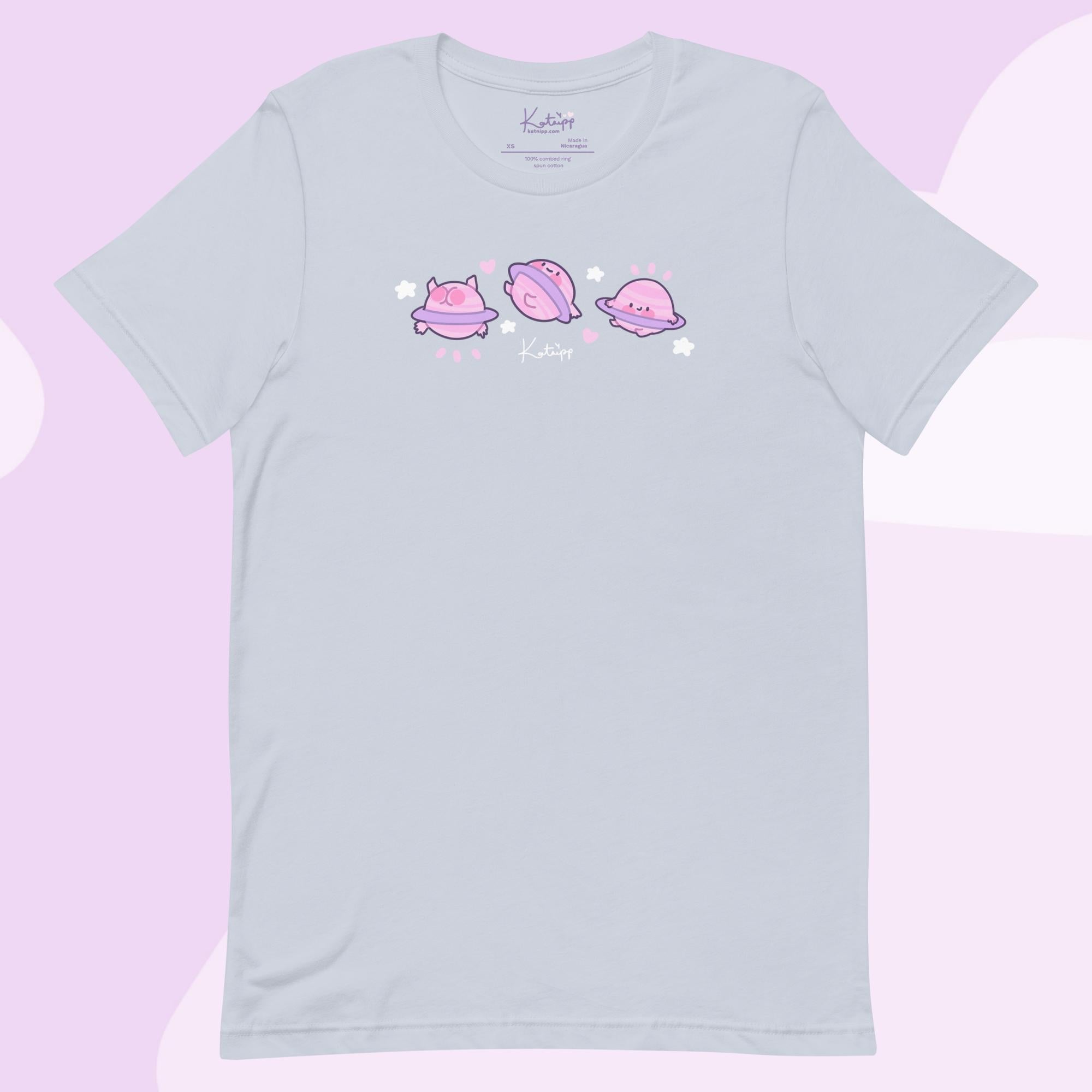 Saturn Cosmic Poses Lightweight T-Shirt | Cute Space Top Katnipp character product