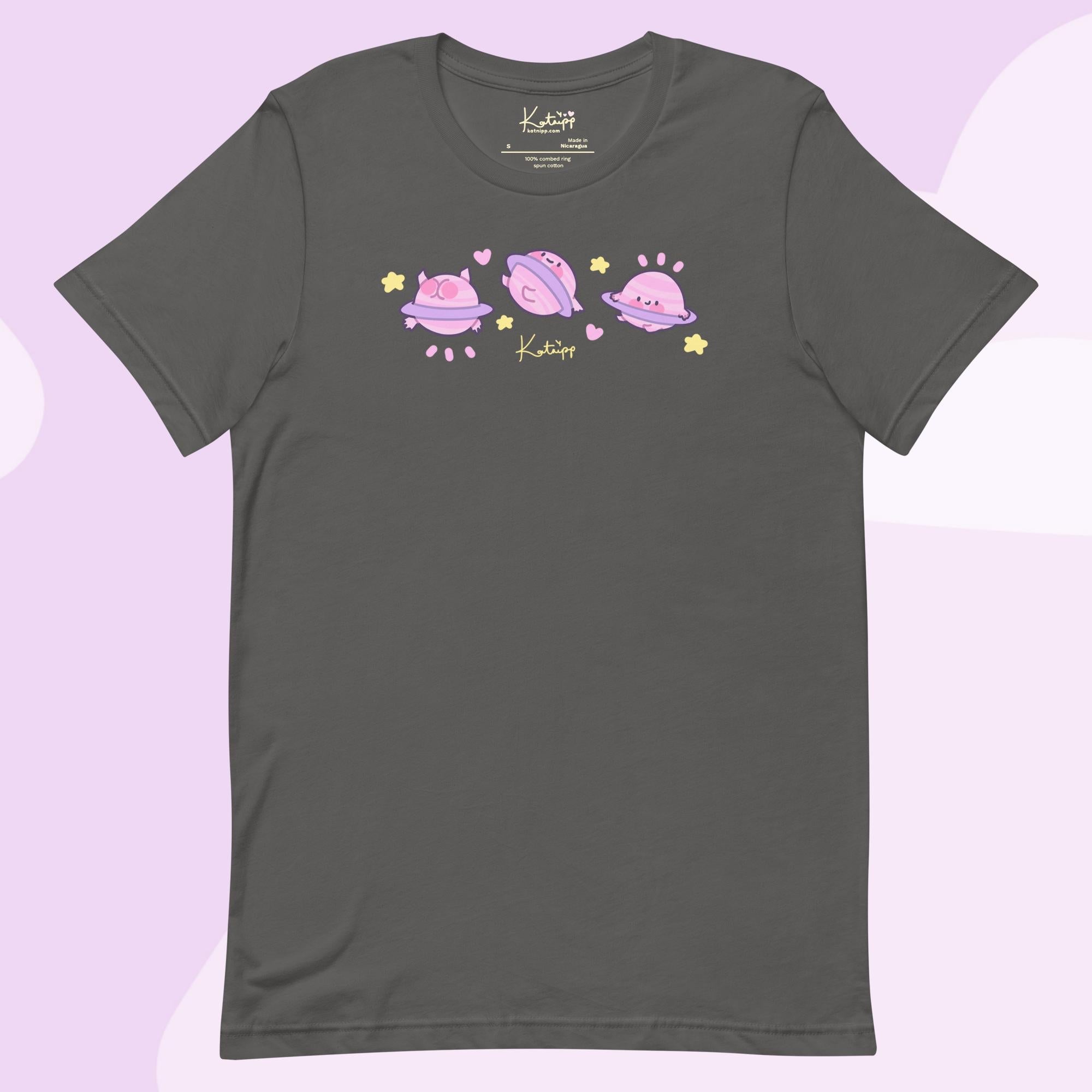 Saturn Cosmic Poses Lightweight T-Shirt | Cute Space Top Katnipp character product