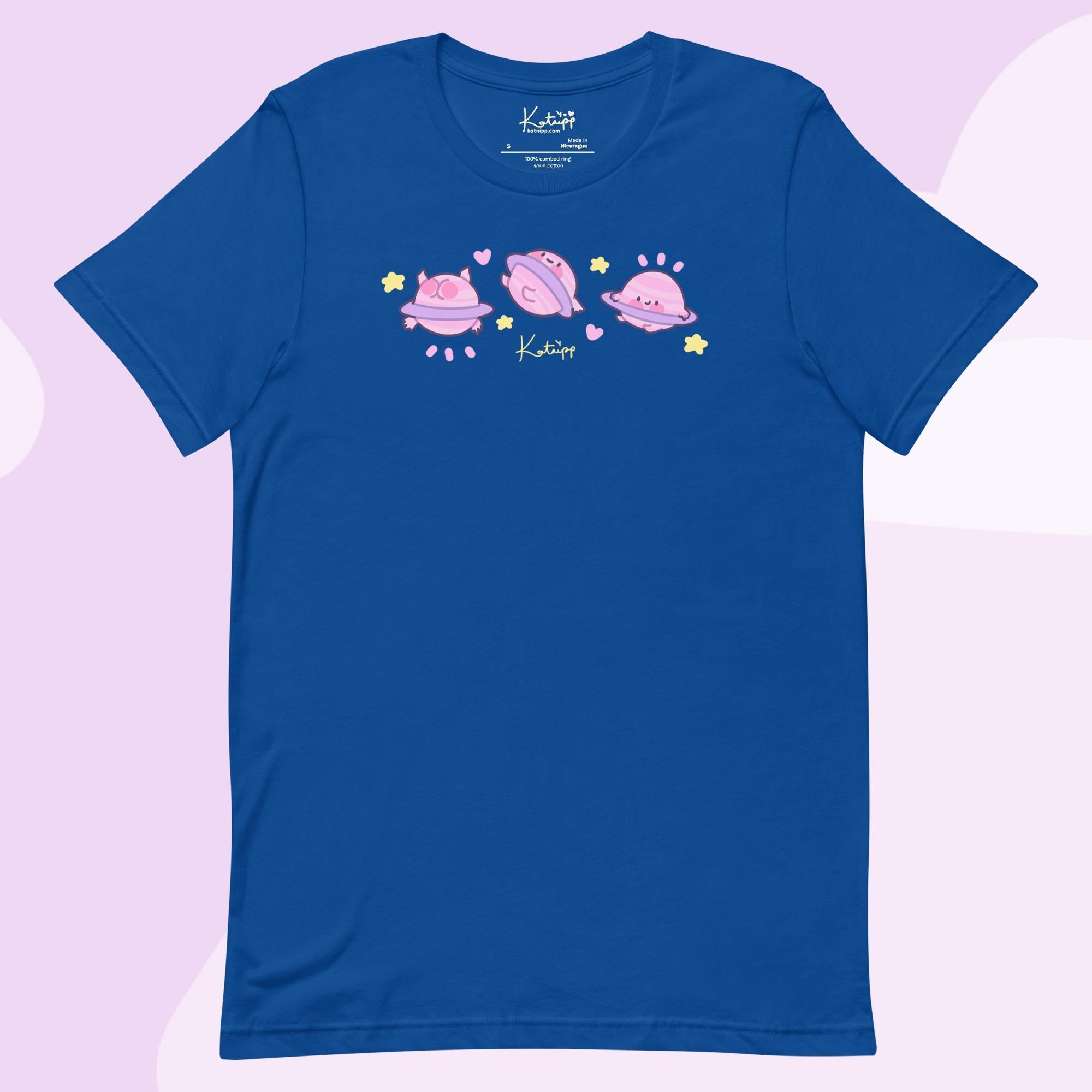 Saturn Cosmic Poses Lightweight T-Shirt | Cute Space Top Katnipp character product