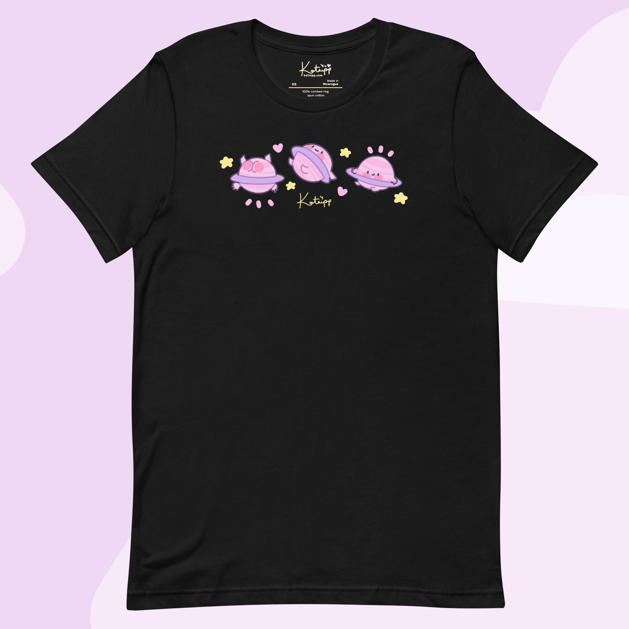 Saturn Cosmic Poses Lightweight T-Shirt | Cute Space Top Katnipp character product