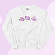 Saturn Cosmic Poses Sweatshirt | Cute Celestial Planet Design Katnipp character product