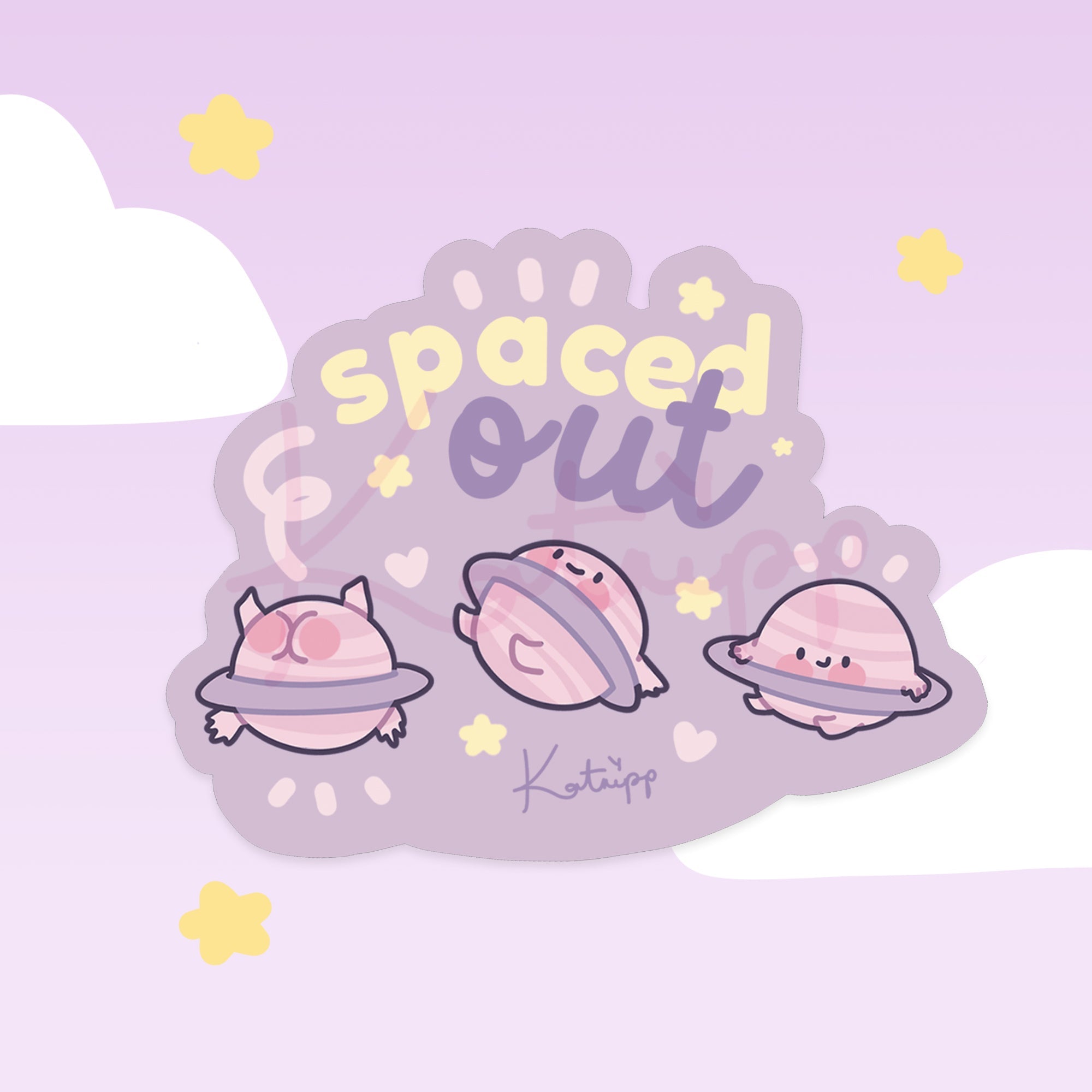Saturn “Spaced Out” Die Cut Sticker | Cute Kawaii Space Character Katnipp character product