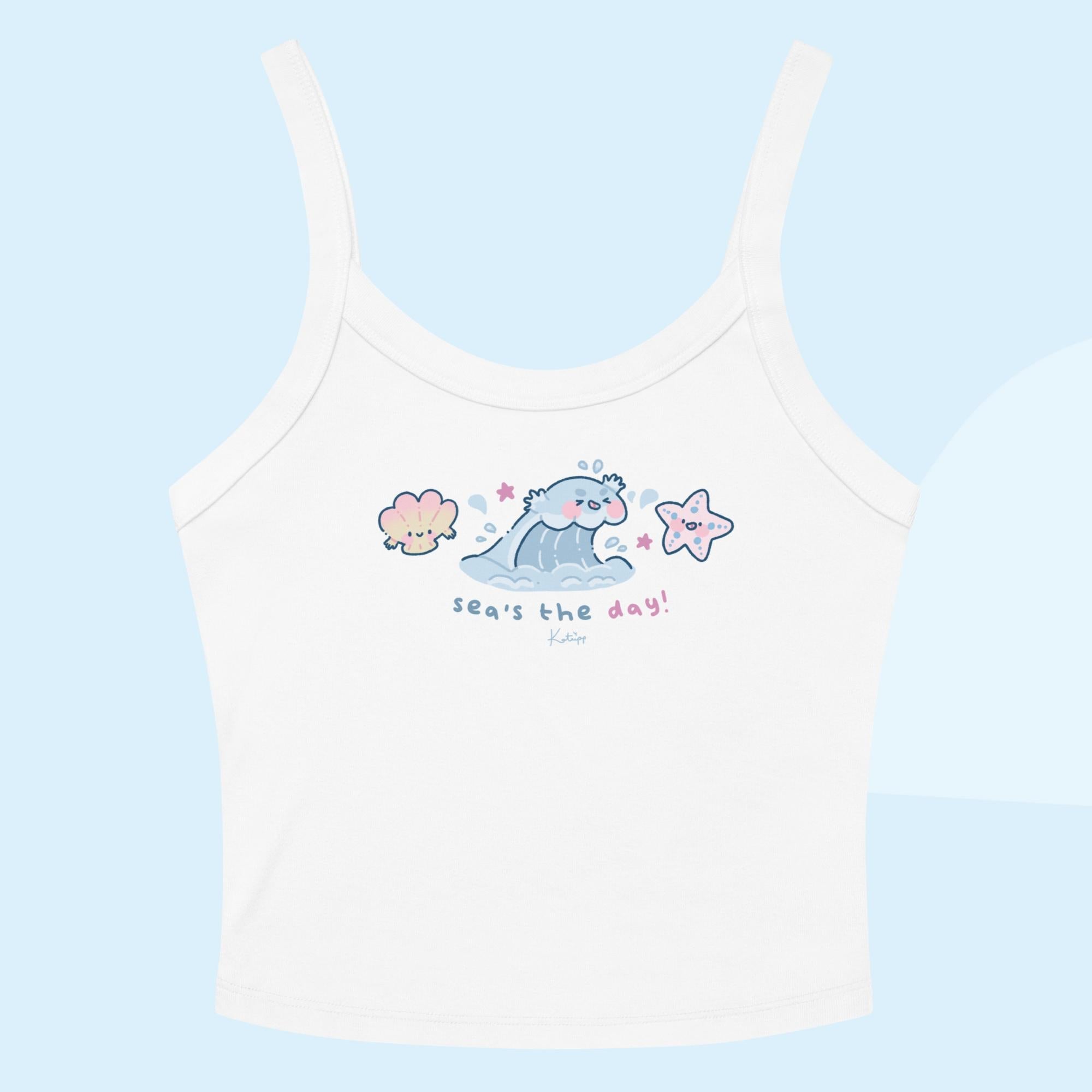 Sea’s the Day | Kawaii Wave Crop Top | Y2K Pastel Aesthetic | Cute Ocean Tank Katnipp character product