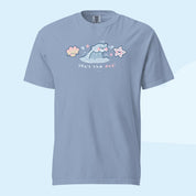 Sea’s the Day | Kawaii Wave T-Shirt | Comfort Colours Heavyweight Tee | Y2K Pastel Ocean Vibes 🐚✨ Katnipp character product