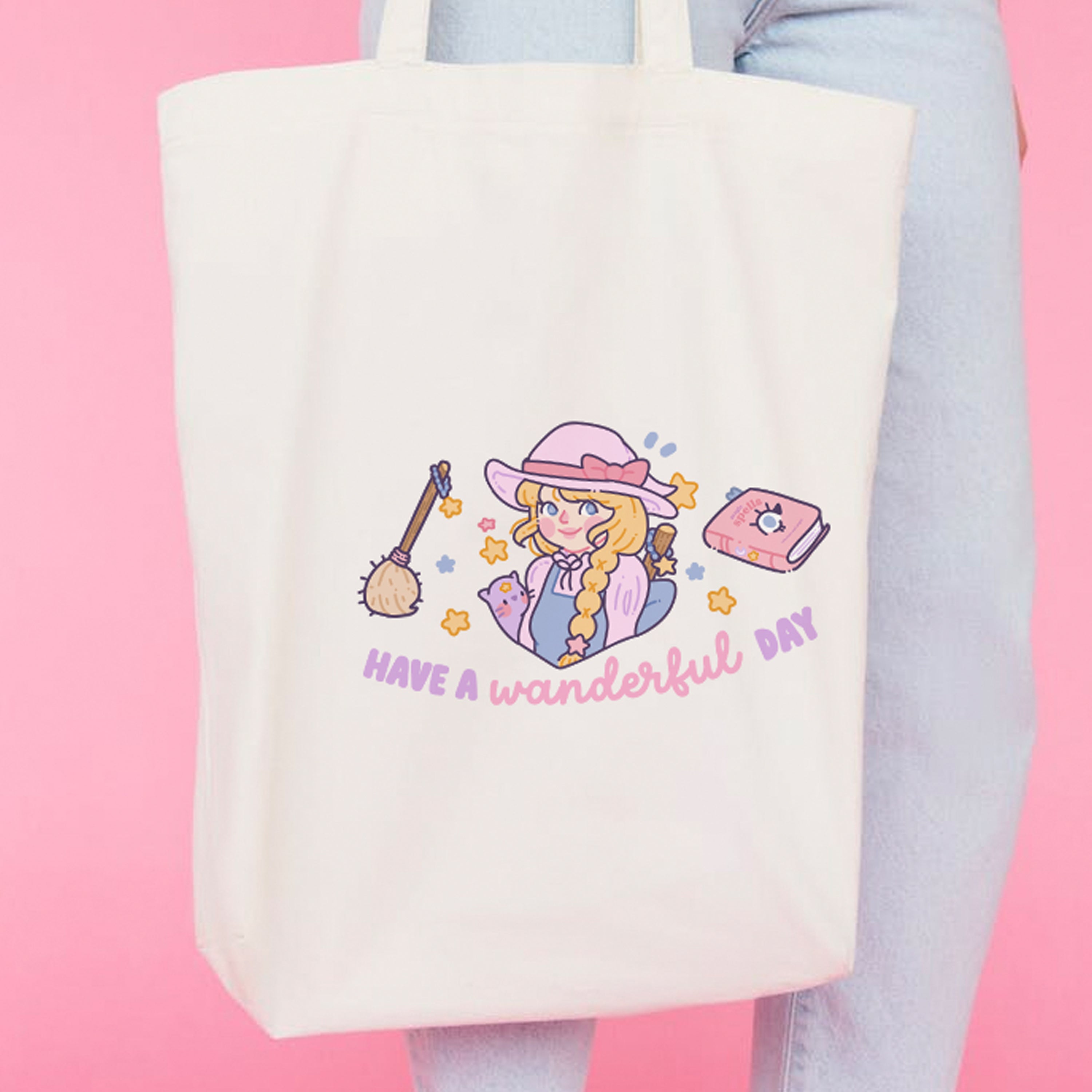 SECONDS Have a Wanderful day! Kawaii Pastel Witch Tote Bag - Katnipp Studios