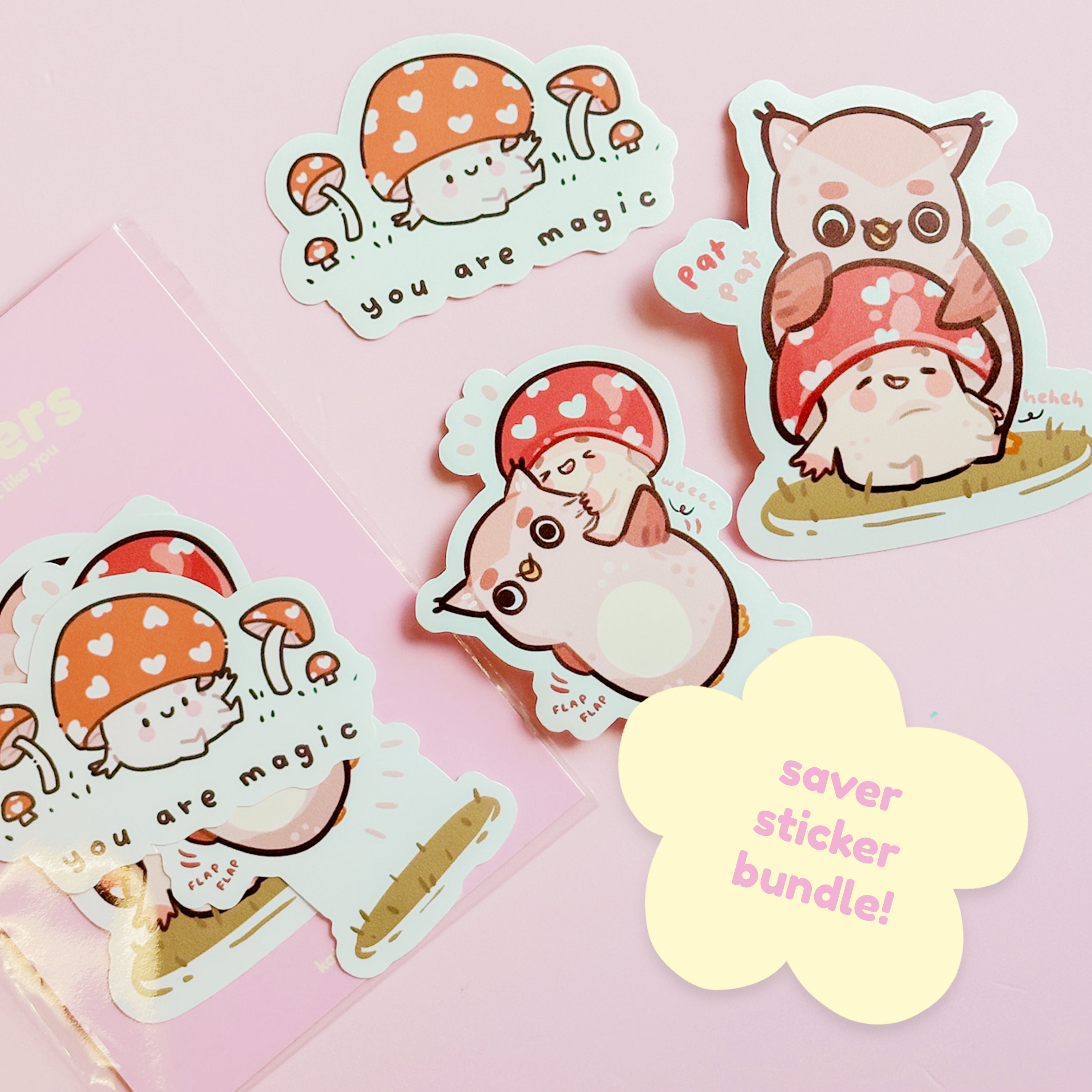 Shroomie Die Cut Sticker Bundle - Shroomie & Twixx on a Autumnal Adventure - Katnipp Studios