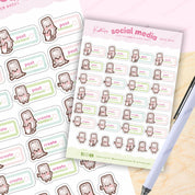 Social Media Content Planner Sticker Sheet | A6 | MISC 006 Katnipp character product