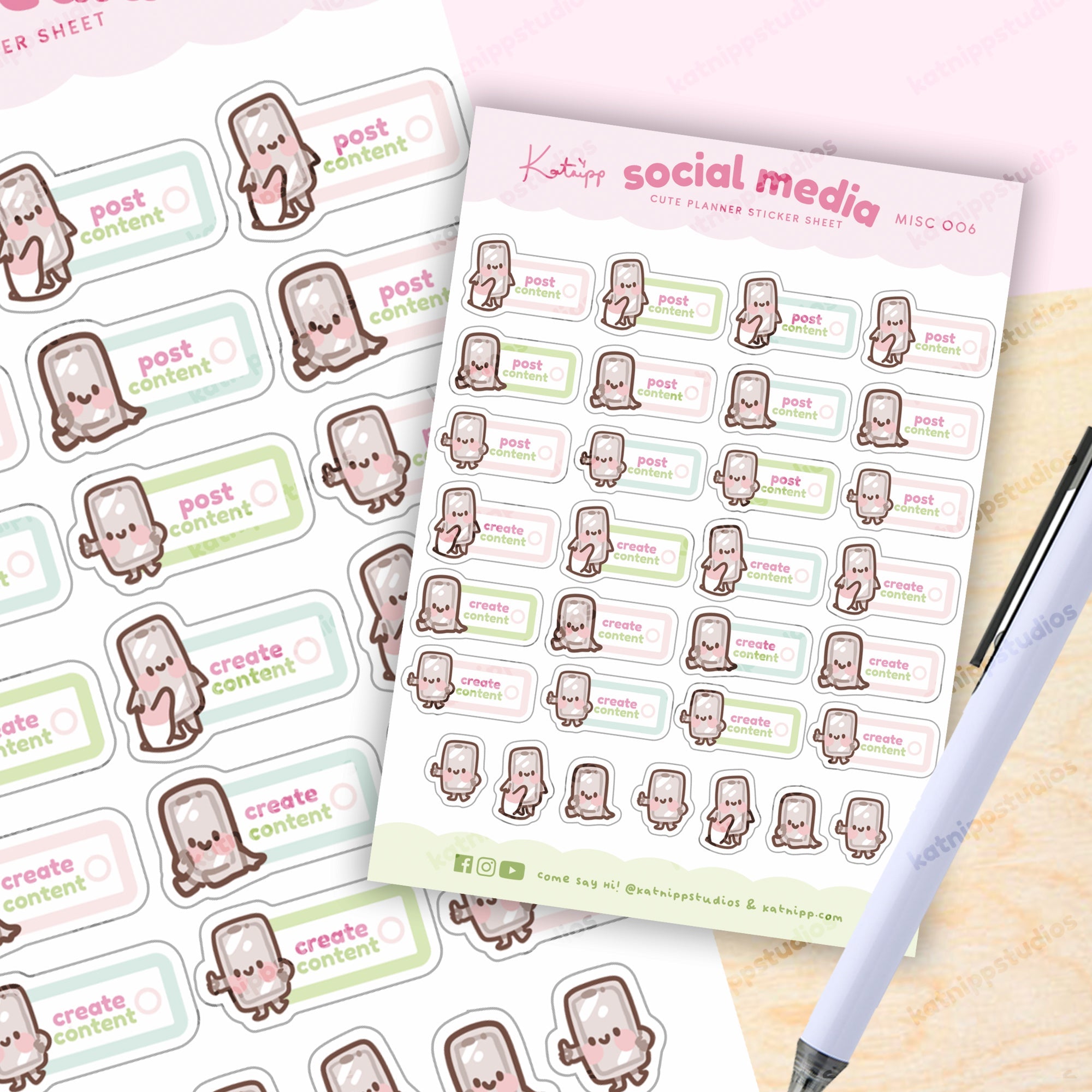 Content List Sticker Social Media Content Planner Sticker Sheet | A6 | MISC 006 – Katnipp ...