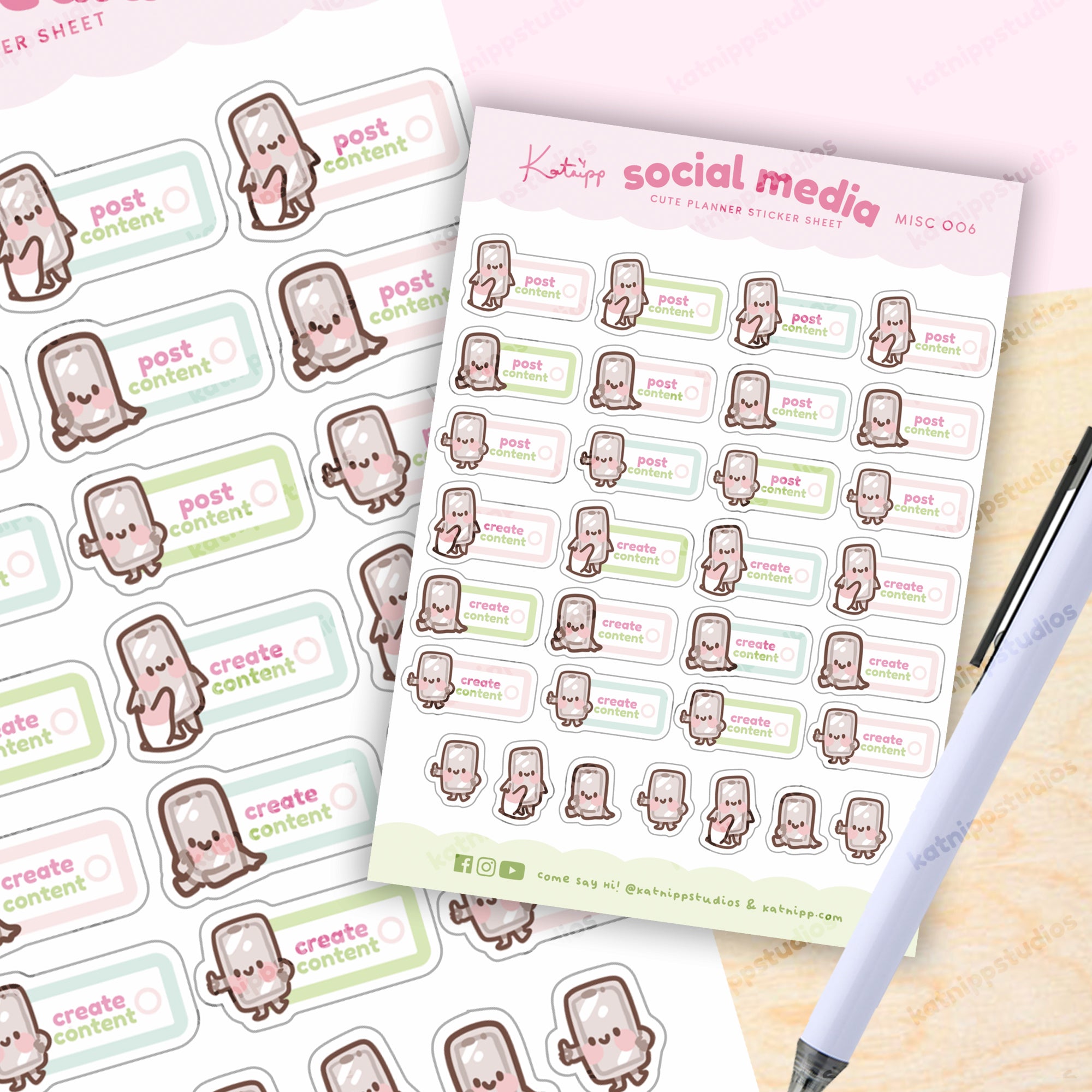 Social Media Content Planning Sticker Sheet - MISC 006 - Katnipp Studios