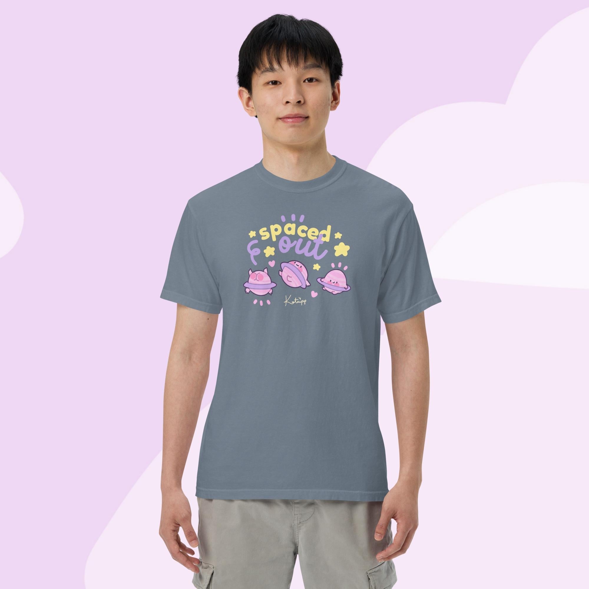 Spaced Out Saturn Heavyweight T-Shirt | Cute Space & Astrology Design Katnipp character product