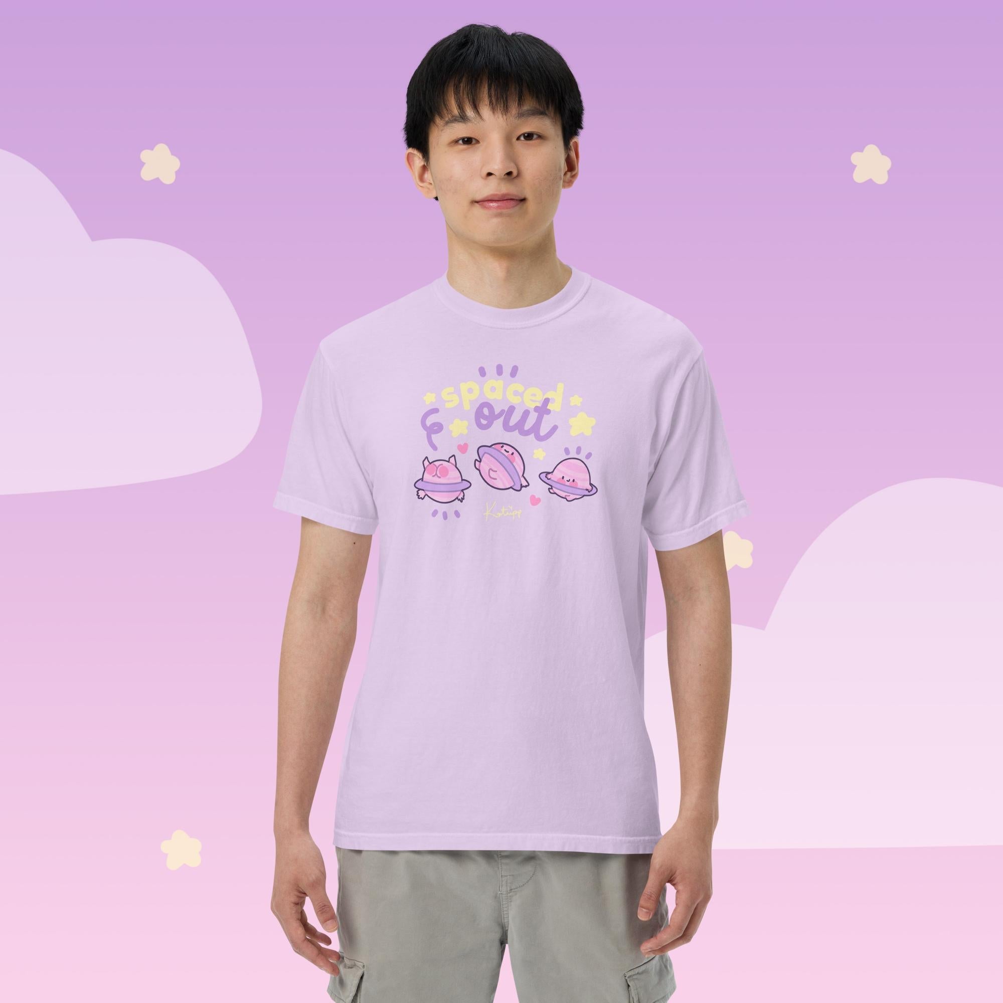 Spaced Out Saturn Heavyweight T-Shirt | Cute Space & Astrology Design Katnipp character product