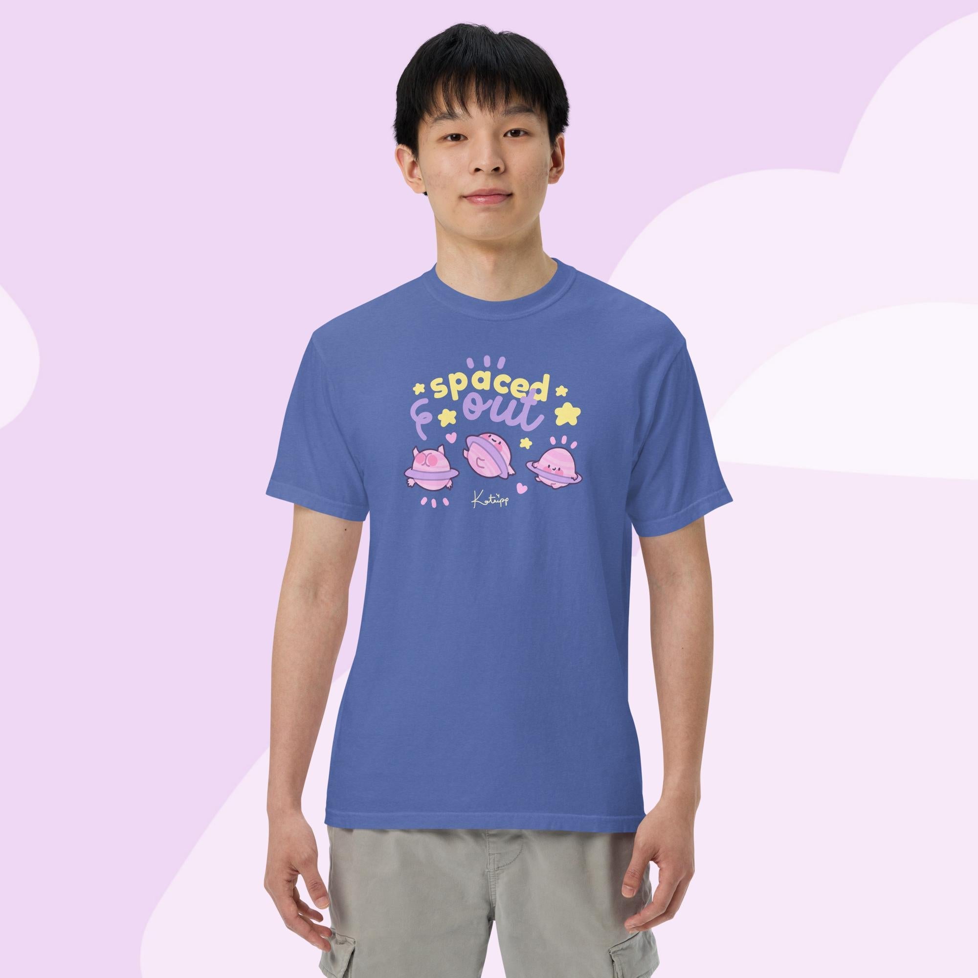 Spaced Out Saturn Heavyweight T-Shirt | Cute Space & Astrology Design Katnipp character product