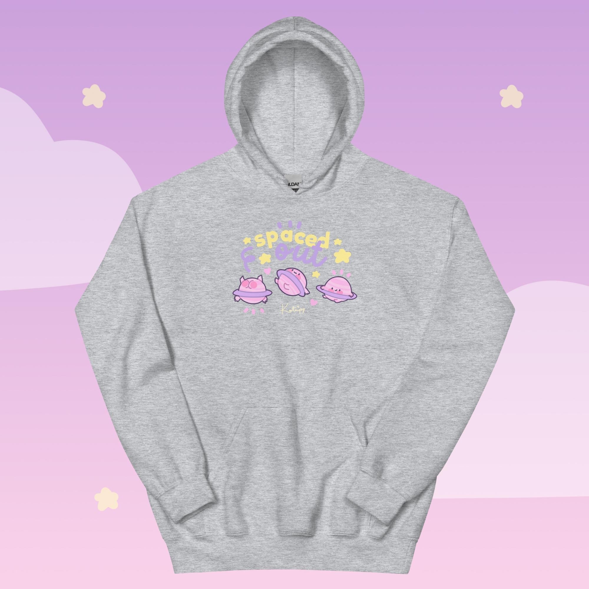 Spaced Out Saturn Hoodie | Cute Planet & Astrology Design Katnipp character product
