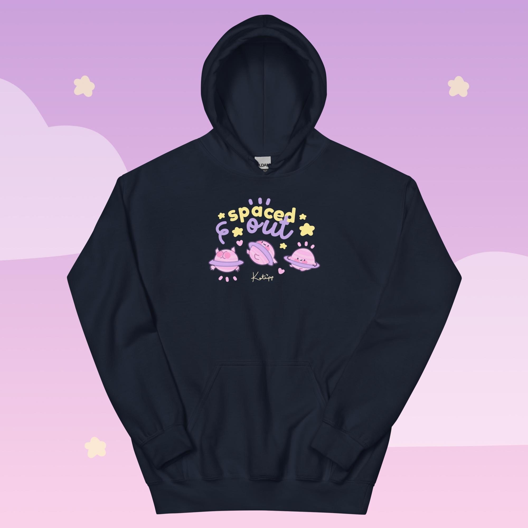 Spaced Out Saturn Hoodie | Cute Planet & Astrology Design Katnipp character product
