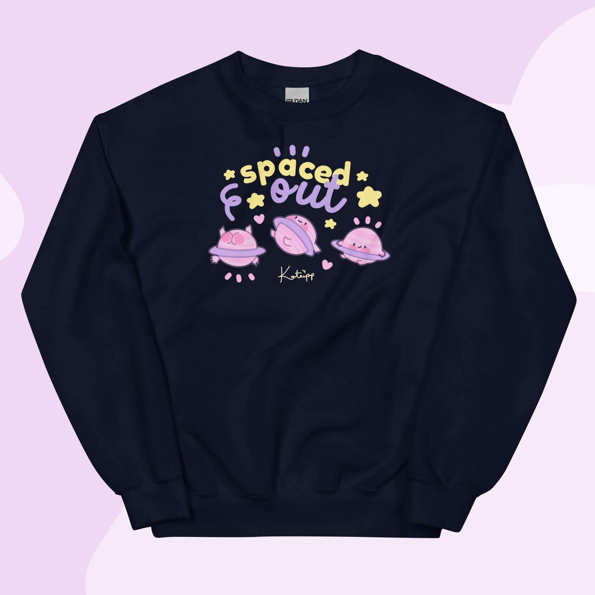 Spaced Out Saturn Sweatshirt | Cute Cosmic Planet Design Katnipp character product