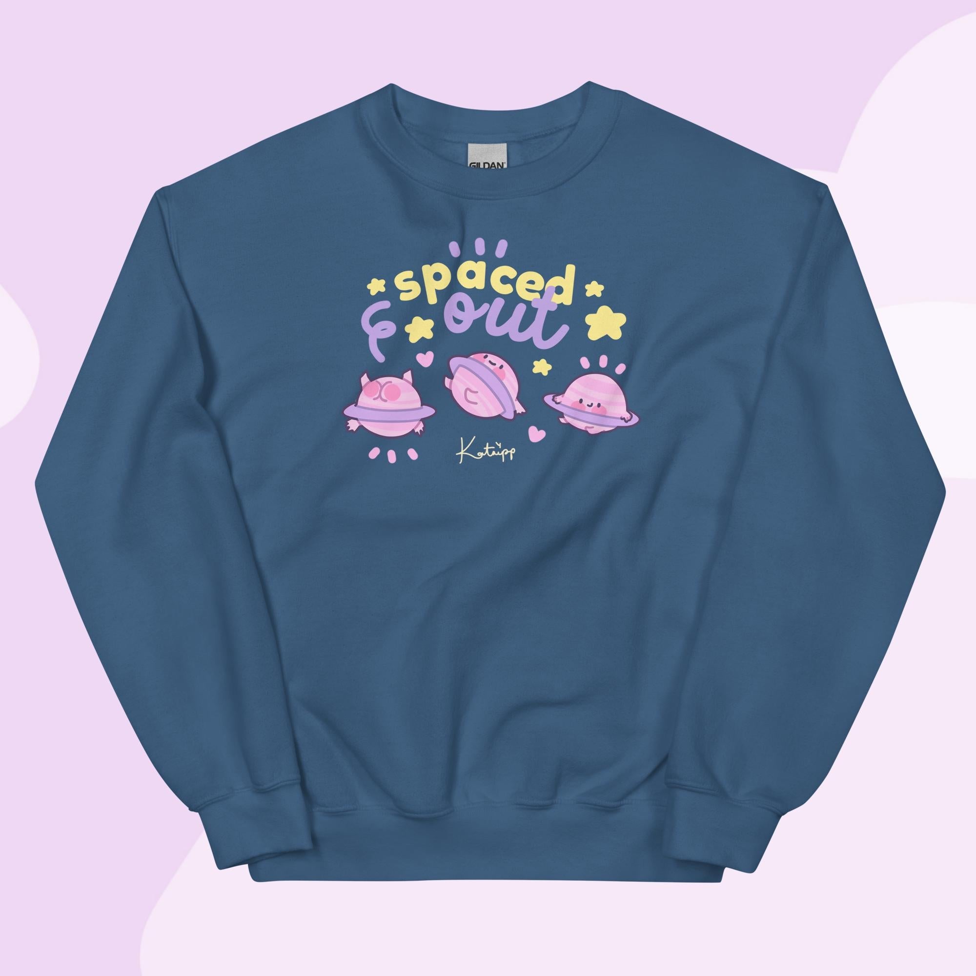 Spaced Out Saturn Sweatshirt | Cute Cosmic Planet Design Katnipp character product