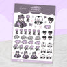 Spooky Halloween Sticker Sheet – Violet the Vampire & Kawaii Characters - Gothic Stationery Stickers - SP 007 - Katnipp Studios