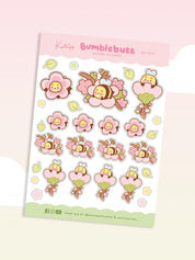 Spring Bumblebee Sakura Planner Sticker Sheet - Bumblebutt Design - BBS 003 - Katnipp Studios