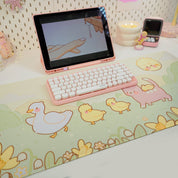 Spring Cottagecore Desk Mat | Satsuma & Ducklings | Kawaii Pastel Desk Decor Katnipp character product