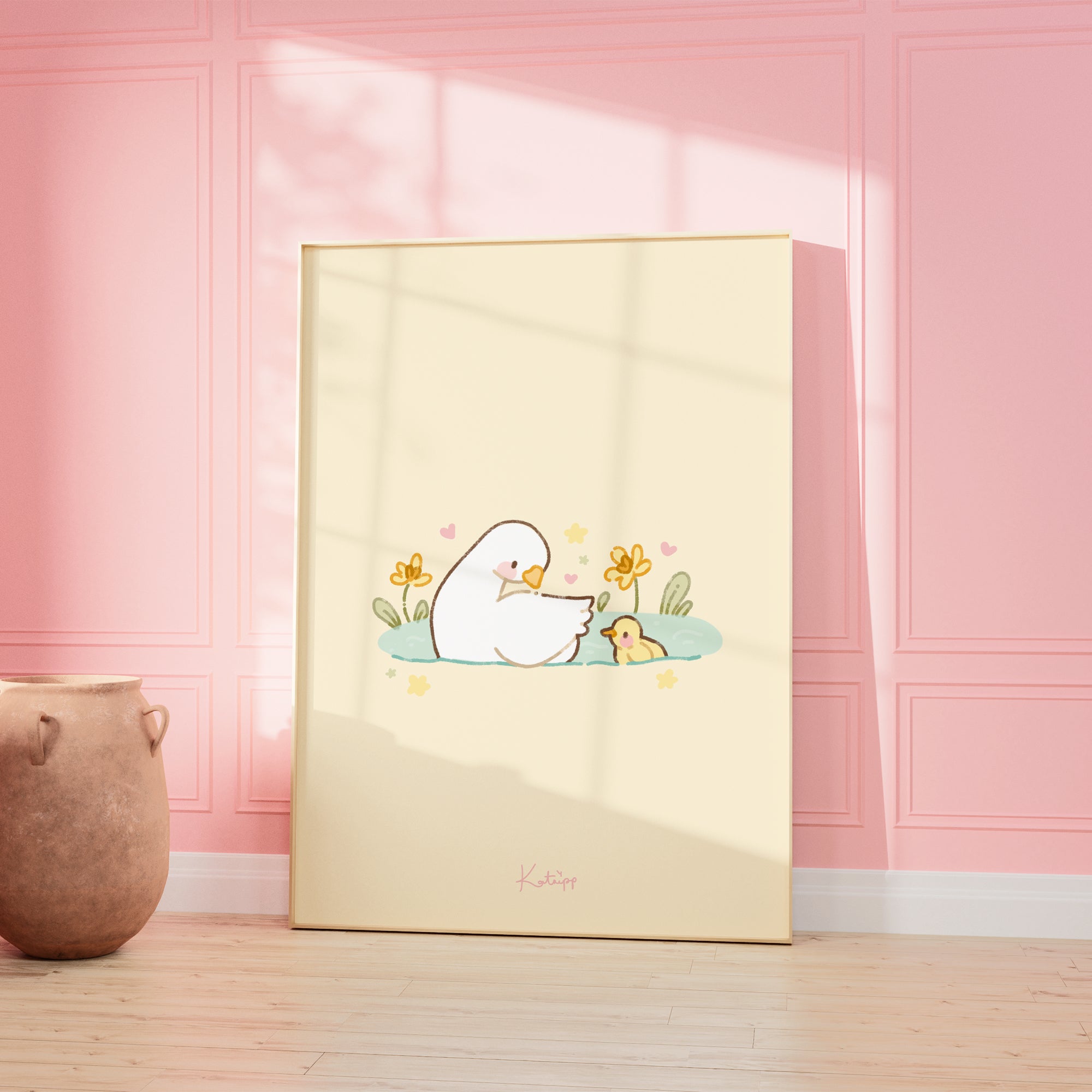 Spring Ducks & Daffodils Art Print - Katnipp Studios