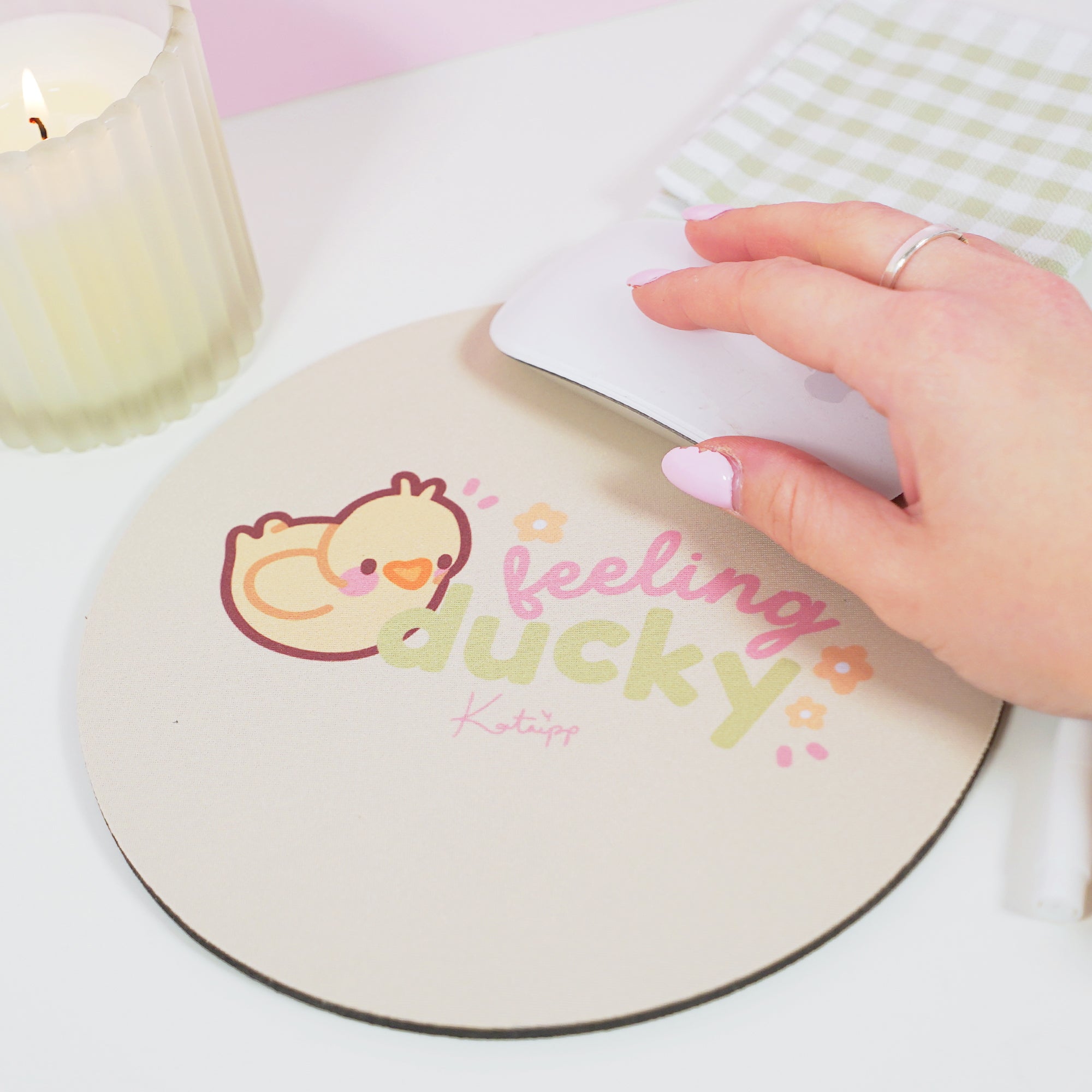 Spring Ducks & Daffodils Katnipp Duckling Mouse Pad - 'Feeling Ducky' - Katnipp Studios