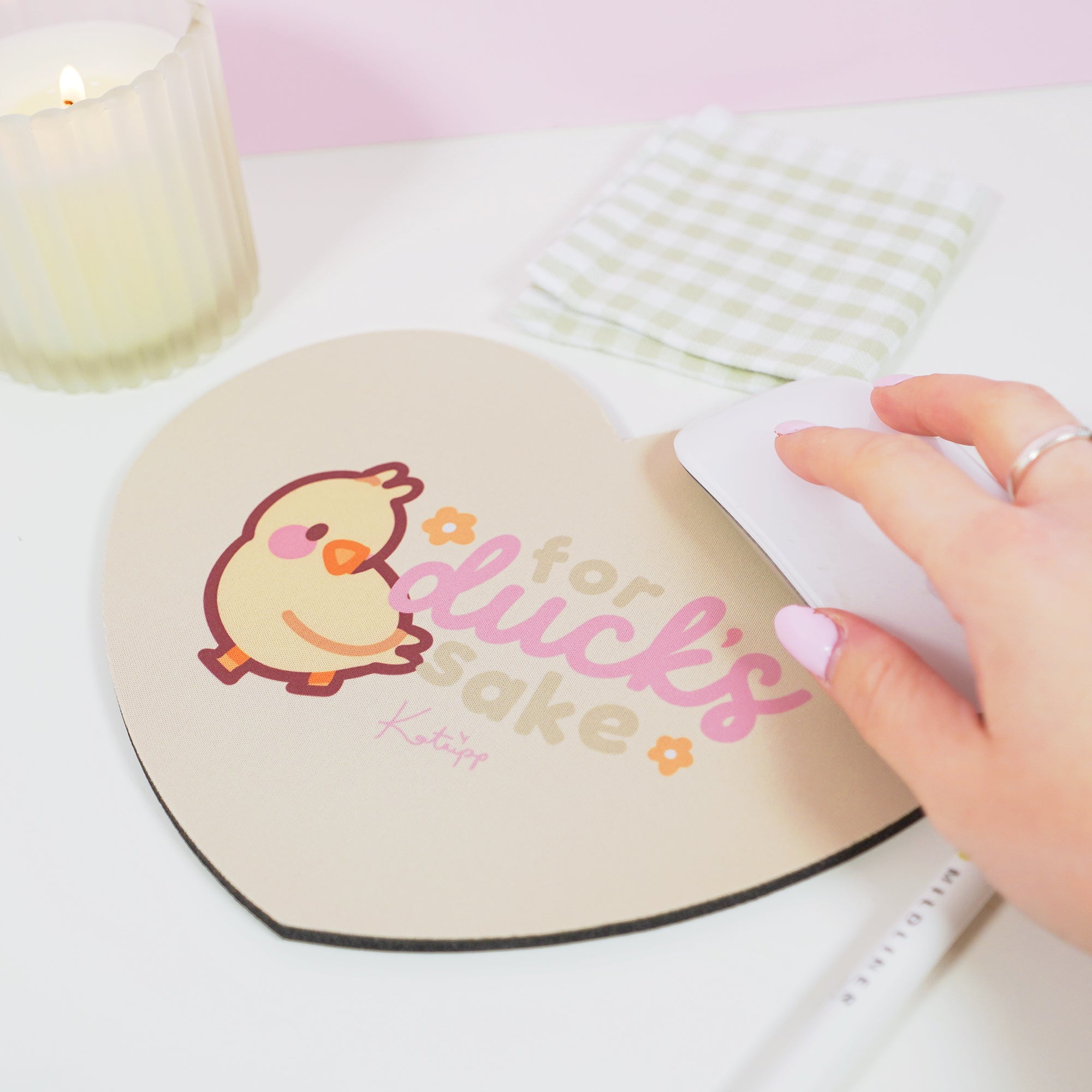 Spring Ducks & Daffodils: Katnipp Duckling Mouse Pad - 'For Duck's Sake' - Katnipp Studios