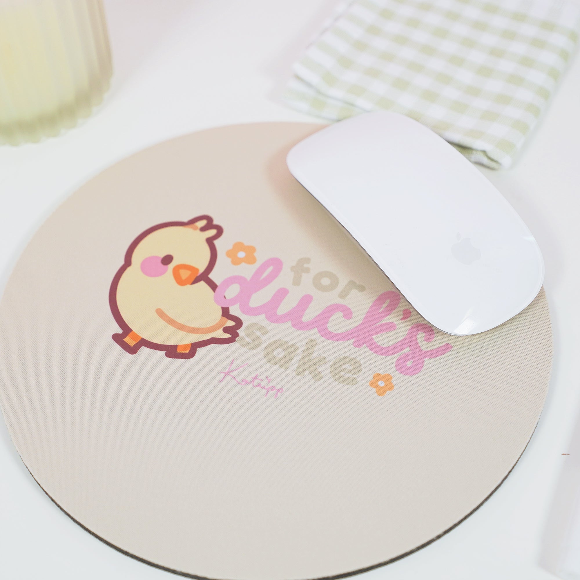 Spring Ducks & Daffodils: Katnipp Duckling Mouse Pad - 'For Duck's Sake' - Katnipp Studios