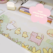 Spring Ducks and Daffodils: Mother Duck & Friends Kawaii Gaming Mouse Pad - Aesthetic Cottagecore Desk Mat - Katnipp Studios