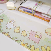 Spring Ducks and Daffodils: Mother Duck & Friends Kawaii Gaming Mouse Pad - Aesthetic Cottagecore Desk Mat - Katnipp Studios