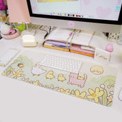 Spring Ducks and Daffodils: Mother Duck & Friends Kawaii Gaming Mouse Pad - Aesthetic Cottagecore Desk Mat - Katnipp Studios