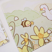 Spring Ducks and Daffodils: Mother Duck & Friends Kawaii Gaming Mouse Pad - Aesthetic Cottagecore Desk Mat - Katnipp Studios