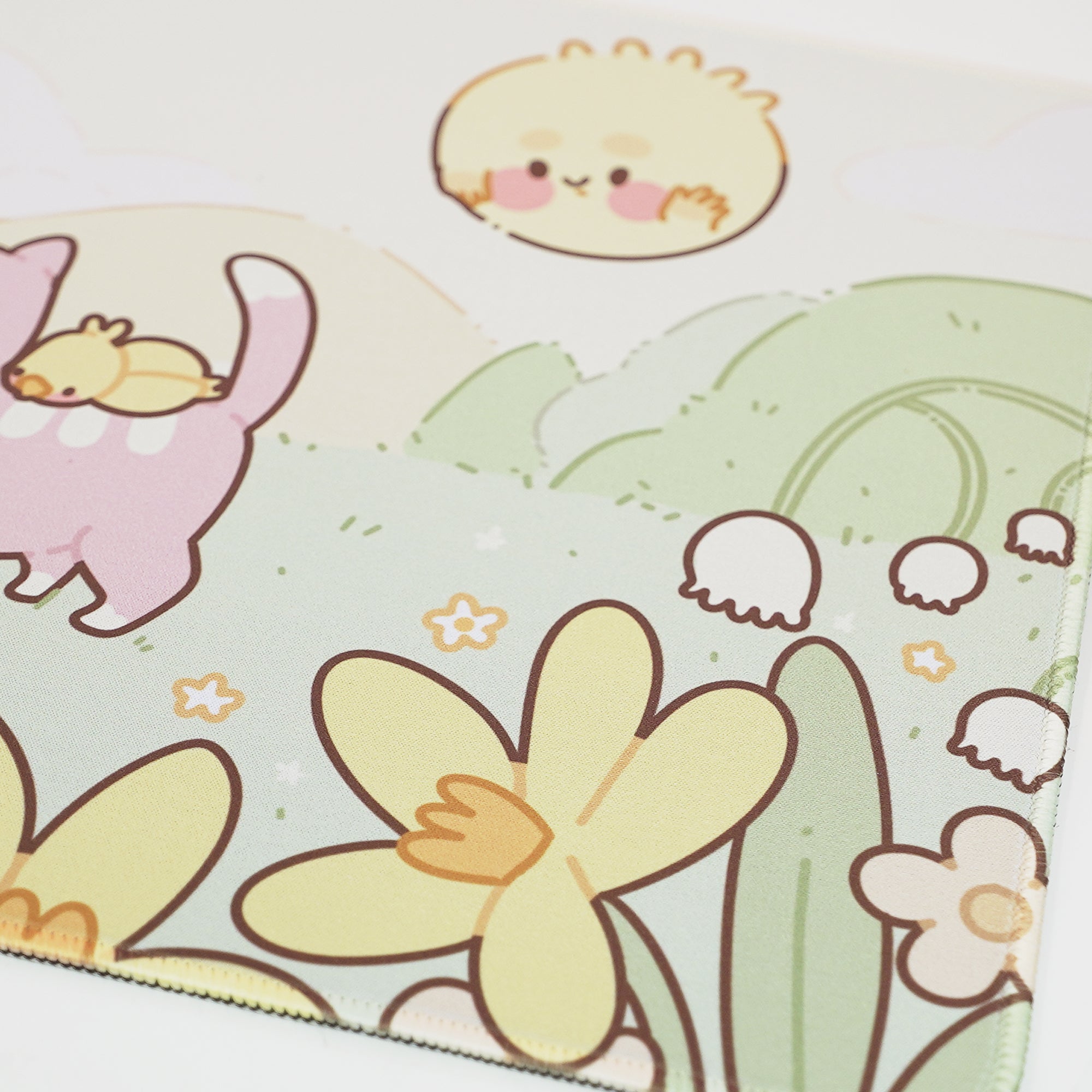 Spring Ducks and Daffodils: Mother Duck & Friends Kawaii Gaming Mouse Pad - Aesthetic Cottagecore Desk Mat - Katnipp Studios