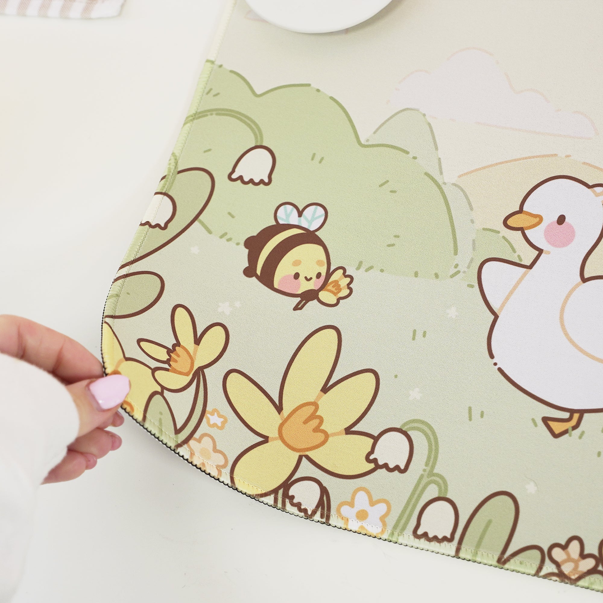 Spring Ducks and Daffodils: Mother Duck & Friends Kawaii Gaming Mouse Pad - Aesthetic Cottagecore Desk Mat - Katnipp Studios