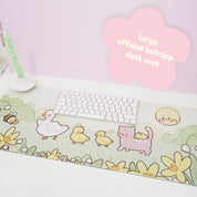 Spring Ducks and Daffodils: Mother Duck & Friends Kawaii Gaming Mouse Pad - Aesthetic Cottagecore Desk Mat - Katnipp Studios