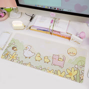 Spring Ducks and Daffodils: Mother Duck & Friends Kawaii Gaming Mouse Pad - Aesthetic Cottagecore Desk Mat - Katnipp Studios