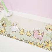 Spring Ducks and Daffodils: Mother Duck & Friends Kawaii Gaming Mouse Pad - Aesthetic Cottagecore Desk Mat - Katnipp Studios