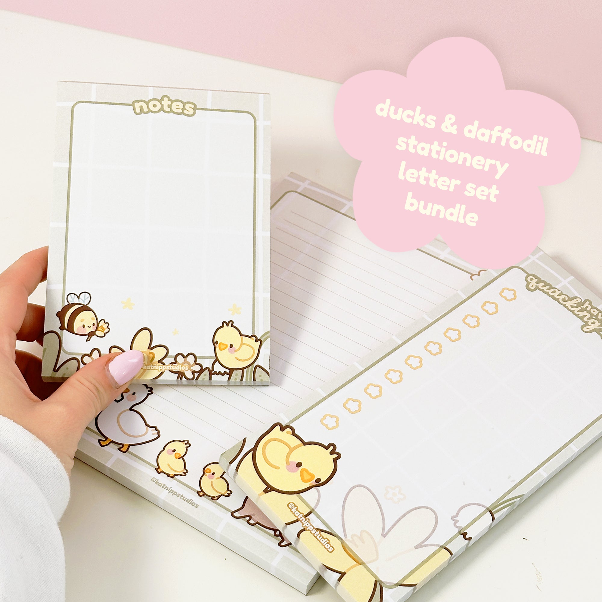 Spring Ducks & Daffodils: Notepad Bundle with A5, A6, and DL Size To-Do List - Katnipp Studios