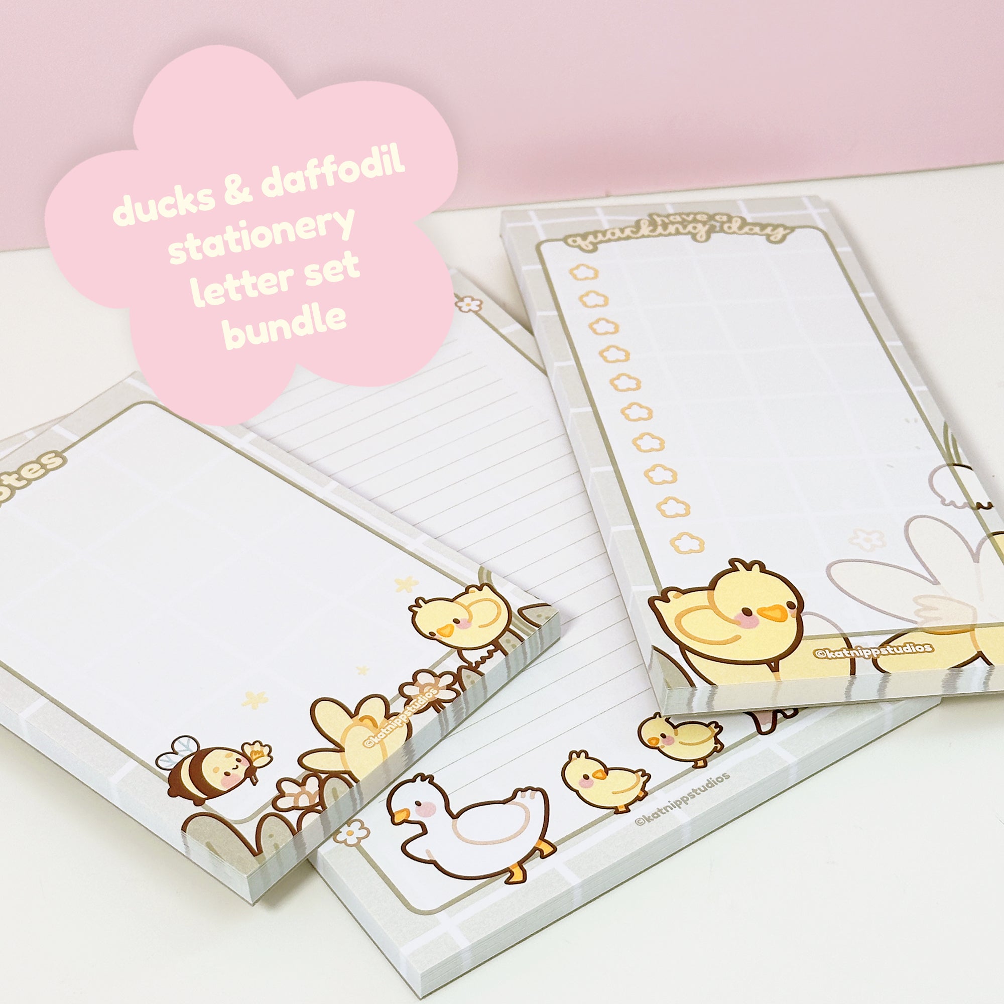 Spring Ducks & Daffodils: Notepad Bundle with A5, A6, and DL Size To-Do List - Katnipp Studios