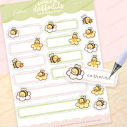 Spring Ducks & Daffodils A5 Label Sticker Sheet | Cute Kawaii Planner Labels | LB009 Katnipp character product