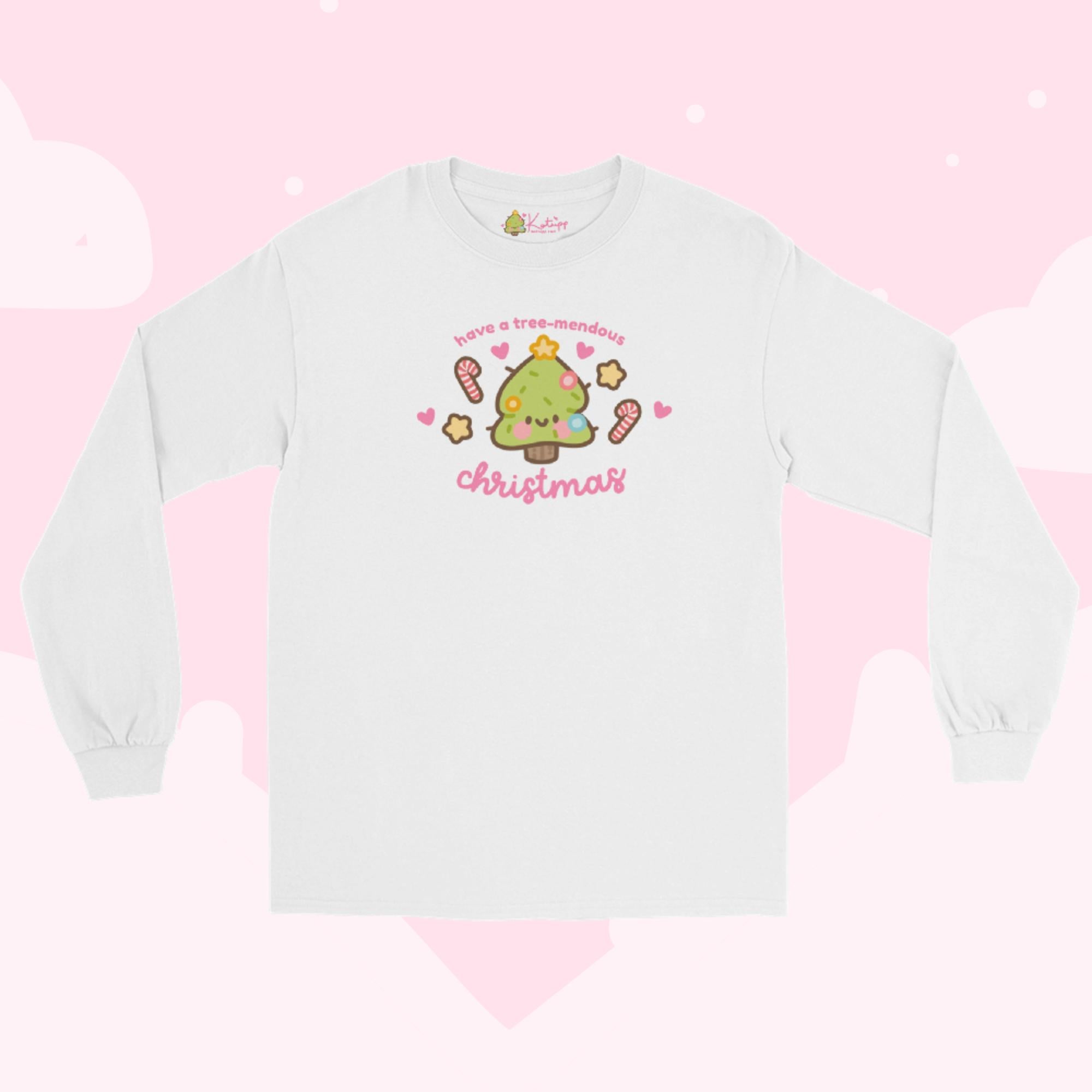 Sprinkle Spruce Kawaii Christmas Long Sleeve Shirt | Cute Christmas Tree Holiday Apparel | Festive Winter Clothing - Katnipp Studios