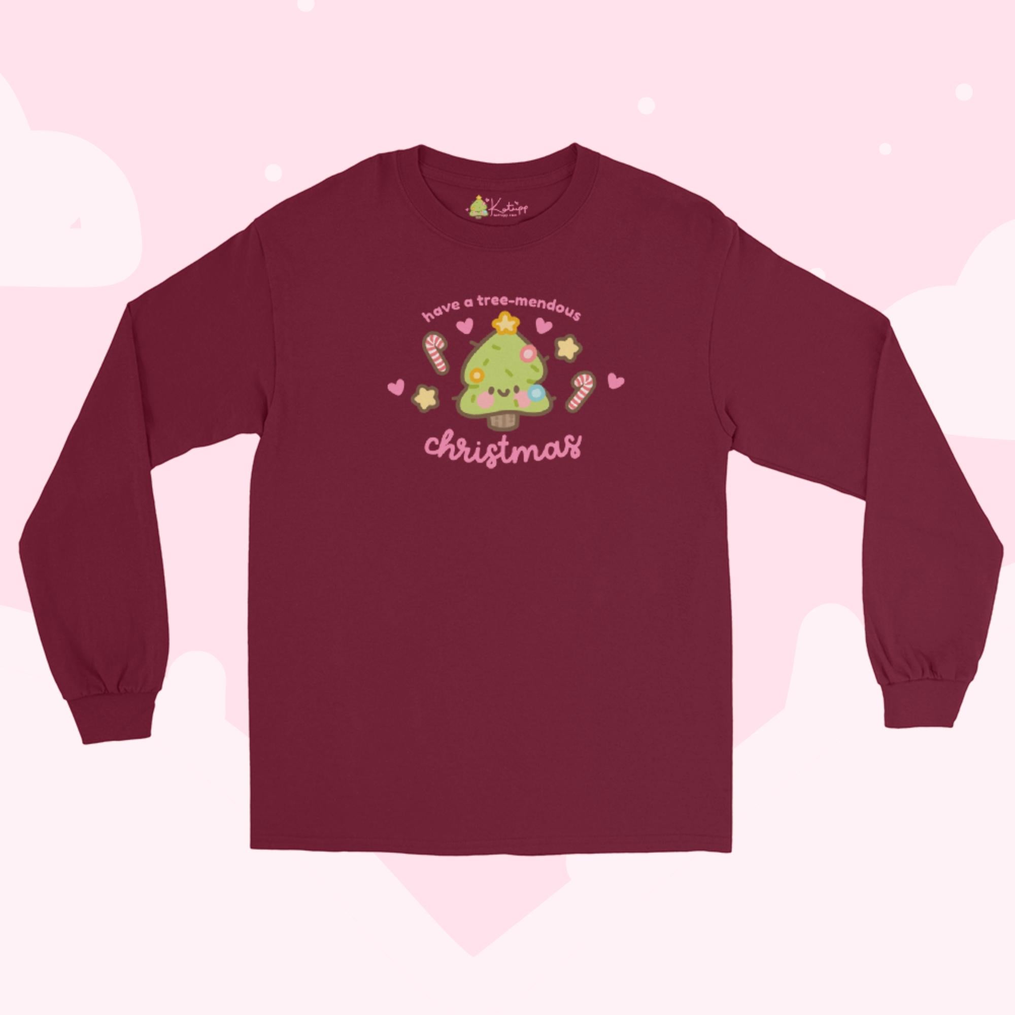 Sprinkle Spruce Kawaii Christmas Long Sleeve Shirt | Cute Christmas Tree Holiday Apparel | Festive Winter Clothing - Katnipp Studios