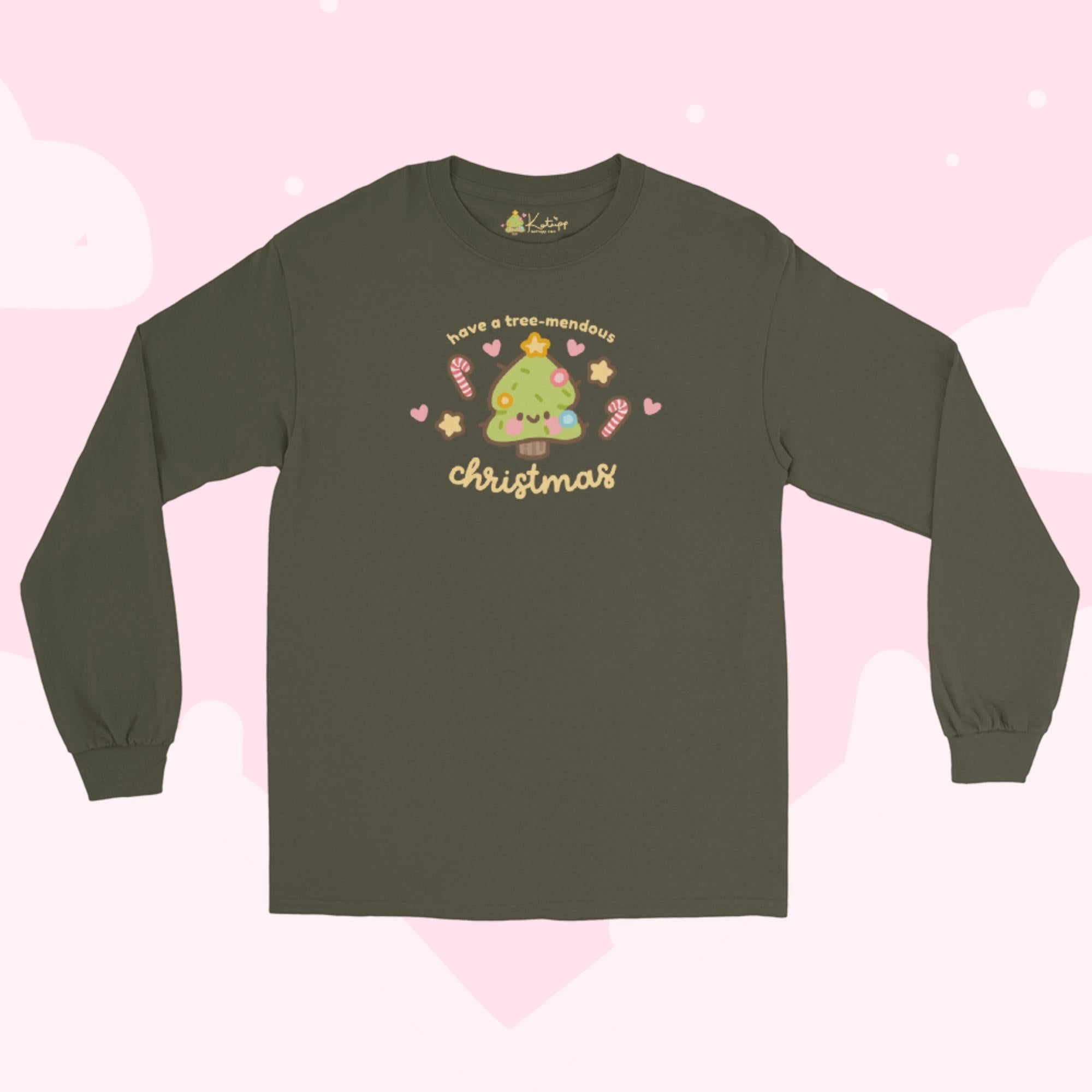 Sprinkle Spruce Kawaii Christmas Long Sleeve Shirt | Cute Christmas Tree Holiday Apparel | Festive Winter Clothing - Katnipp Studios