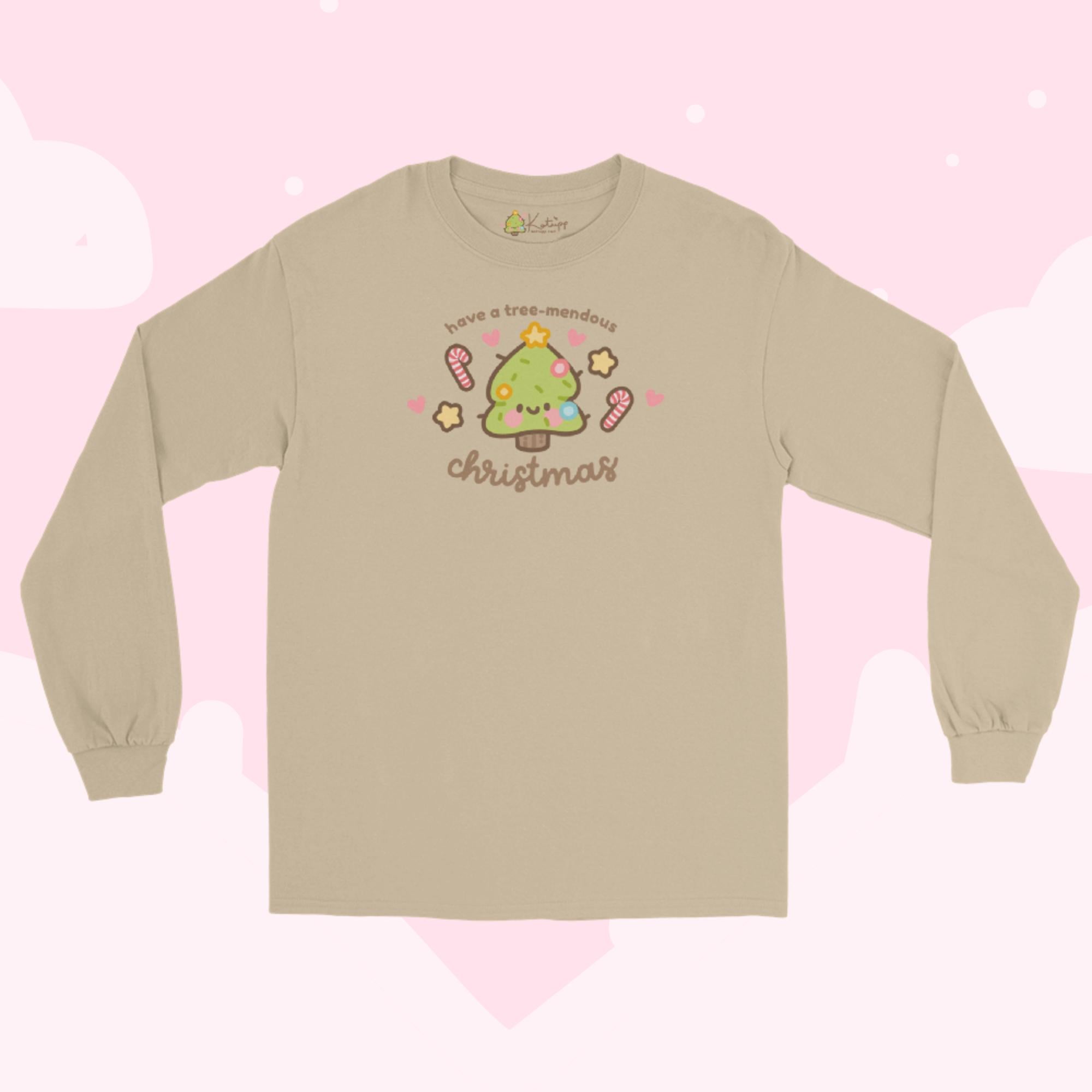 Sprinkle Spruce Kawaii Christmas Long Sleeve Shirt | Cute Christmas Tree Holiday Apparel | Festive Winter Clothing - Katnipp Studios