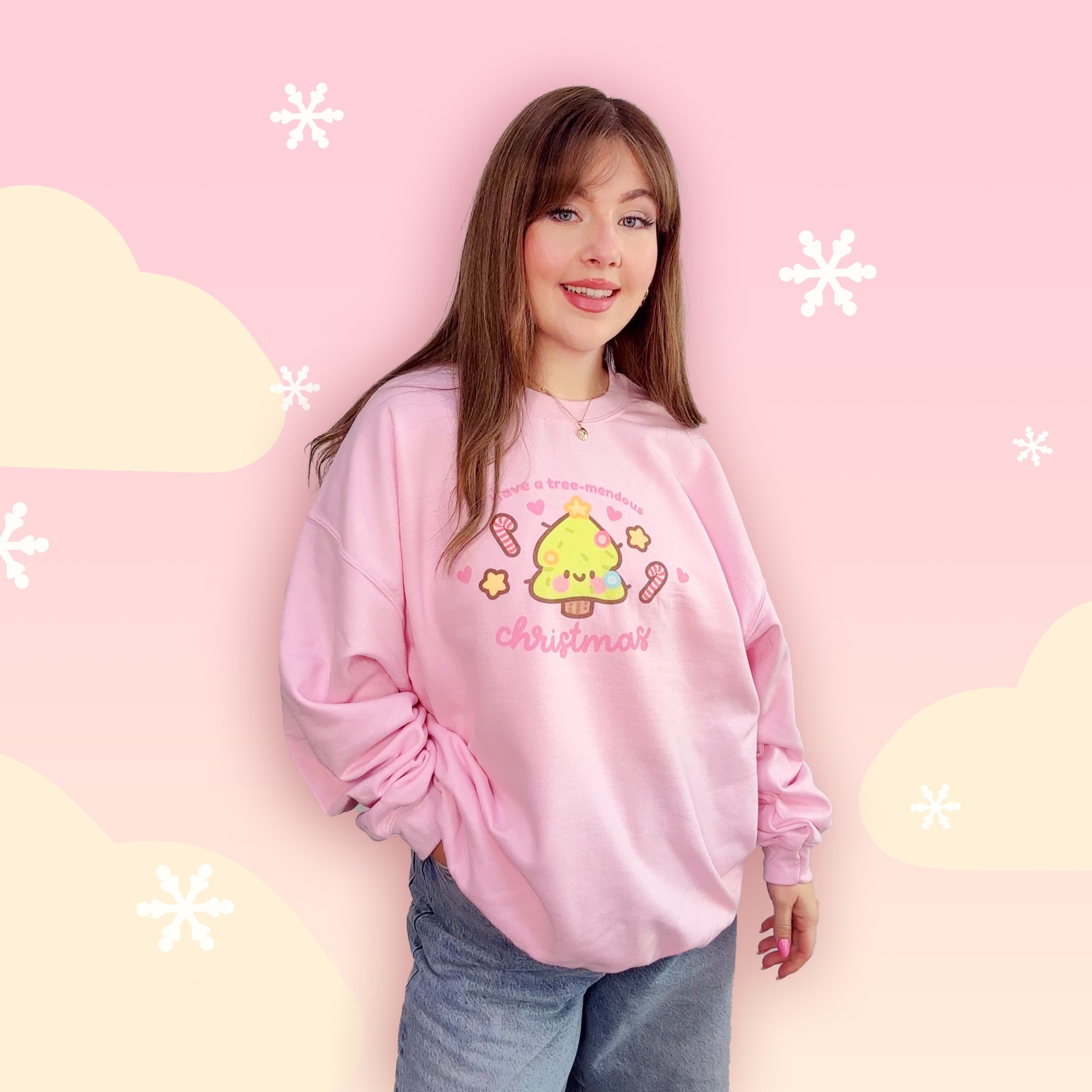 Sprinkle Spruce Kawaii Christmas Sweatshirt | Cute Christmas Tree Holiday Apparel | Cozy Winter Sweater Katnipp character product