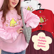 Sprinkle Spruce Kawaii Christmas Sweatshirt | Cute Christmas Tree Holiday Apparel | Cozy Winter Sweater Katnipp character product