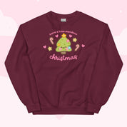 Sprinkle Spruce Kawaii Christmas Sweatshirt | Cute Christmas Tree Holiday Apparel | Cozy Winter Sweater Katnipp character product