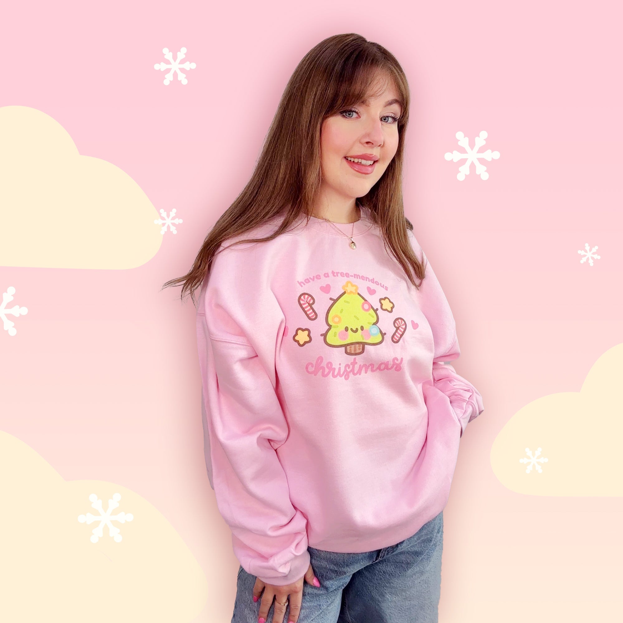 Sprinkle Spruce Kawaii Christmas Sweatshirt | Cute Christmas Tree Holiday Apparel | Cozy Winter Sweater Katnipp character product