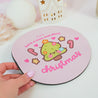 Sprinkle Spruce Mouse Pad | Kawaii Christmas Tree Desk Decor | Festive Pastel Pink Workspace Accessory - Katnipp Studios